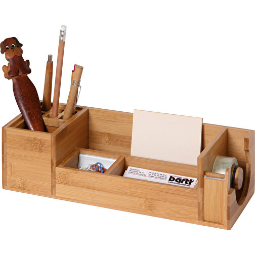 Schreibtischständer L Mit Klebefilm-Abroller Bambus/Alu , , 28,00cm x 8,00cm x 10,00cm (Länge x Höhe x Breite), Bild 2