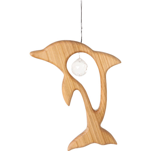 Holzhänger Delfin Mit Kristall , , 13,00cm x 2,00cm x 10,00cm (Länge x Höhe x Breite), Bild 1