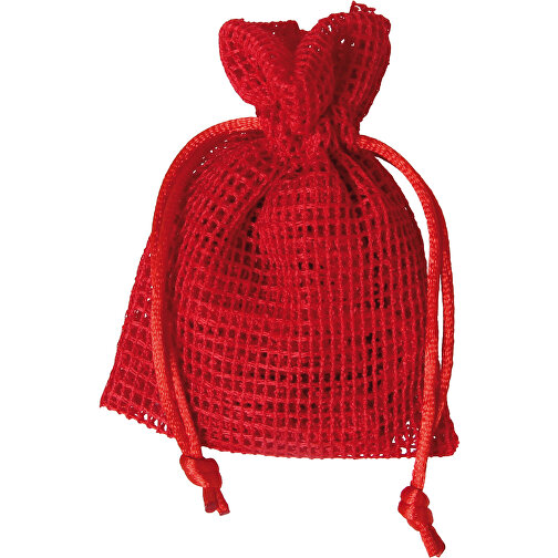 Netz-Säckchen 7,5x10cm Rot , rot, 7,50cm x 10,00cm (Länge x Breite), Bild 1