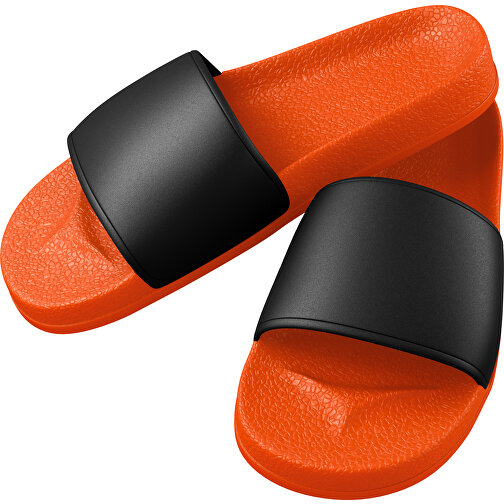 Badelatschen Unisex Individuell Gestaltbar , orange / schwarz, PVC, , Bild 1