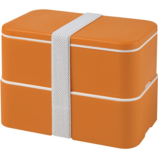 MIYO Doppel-Lunchbox , orange / orange / weiss, PP Kunststoff, 18,00cm x 11,30cm x 11,00cm (Länge x Höhe x Breite), Bild 1