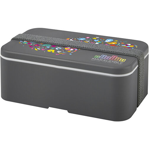 MIYO Lunchbox , grau / grau, PP Kunststoff, 18,00cm x 6,00cm x 11,00cm (Länge x Höhe x Breite), Bild 2