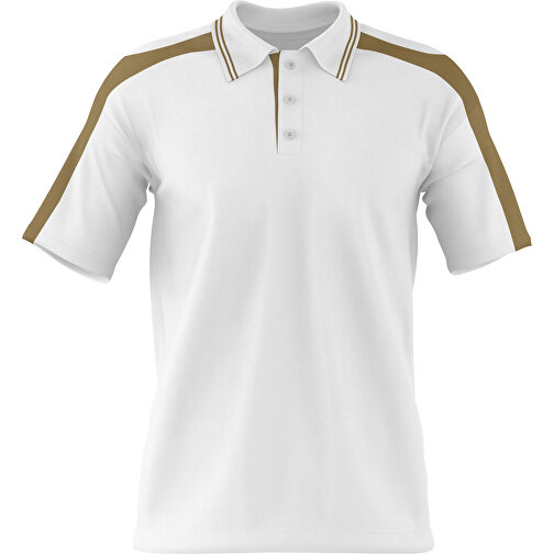 Poloshirt Individuell Gestaltbar , weiss / gold, 200gsm Poly / Cotton Pique, XS, 60,00cm x 40,00cm (Höhe x Breite), Bild 1