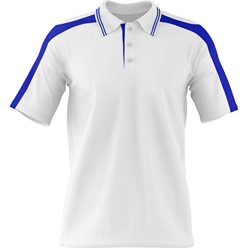 Poloshirt Individuell Gestaltbar , weiß / blau, 200gsm Poly / Cotton Pique, XS, 60,00cm x 40,00cm (Höhe x Breite), Bild 1