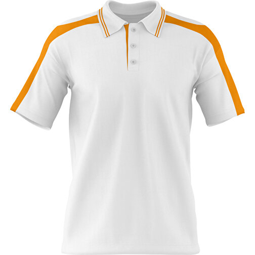 Poloshirt Individuell Gestaltbar , weiss / kürbisorange, 200gsm Poly / Cotton Pique, XS, 60,00cm x 40,00cm (Höhe x Breite), Bild 1