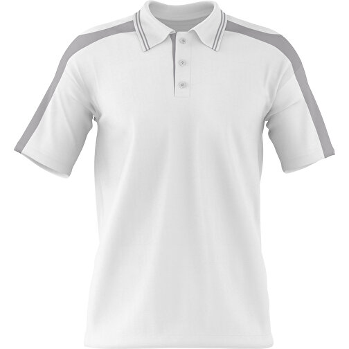 Poloshirt Individuell Gestaltbar , weiß / hellgrau, 200gsm Poly / Cotton Pique, XL, 76,00cm x 59,00cm (Höhe x Breite), Bild 1