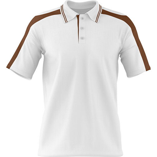 Poloshirt Individuell Gestaltbar , weiss / dunkelbraun, 200gsm Poly / Cotton Pique, S, 65,00cm x 45,00cm (Höhe x Breite), Bild 1