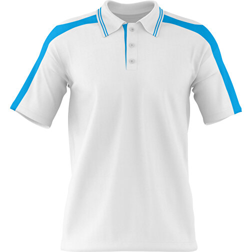 Poloshirt Individuell Gestaltbar , weiß / himmelblau, 200gsm Poly / Cotton Pique, S, 65,00cm x 45,00cm (Höhe x Breite), Bild 1