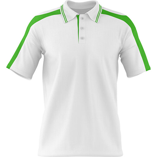 Poloshirt Individuell Gestaltbar , weiß / grasgrün, 200gsm Poly / Cotton Pique, M, 70,00cm x 49,00cm (Höhe x Breite), Bild 1