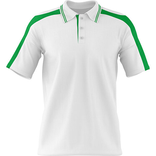 Poloshirt Individuell Gestaltbar , weiß / grün, 200gsm Poly / Cotton Pique, M, 70,00cm x 49,00cm (Höhe x Breite), Bild 1