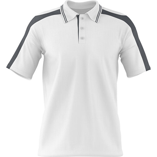 Poloshirt Individuell Gestaltbar , weiß / dunkelgrau, 200gsm Poly / Cotton Pique, L, 73,50cm x 54,00cm (Höhe x Breite), Bild 1