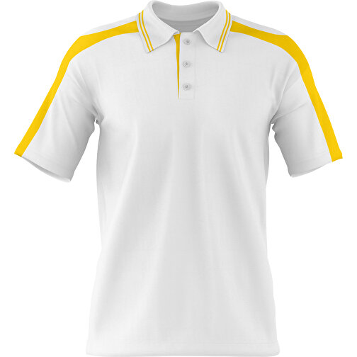 Poloshirt Individuell Gestaltbar , weiss / goldgelb, 200gsm Poly / Cotton Pique, L, 73,50cm x 54,00cm (Höhe x Breite), Bild 1