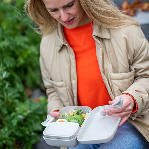 CANDY READY Lunchbox-Set + Besteck-Set , Koziol, nature leaf green, Organic Bio-Circular, 19,00cm x 6,50cm x 13,50cm (Länge x Höhe x Breite), Bild 3