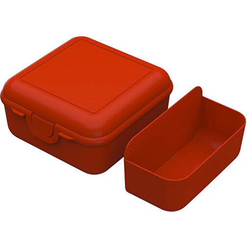 Vorratsdose 'Cube' Deluxe, Mit Trennschale , standard-orange, Kunststoff, 14,00cm x 6,50cm x 14,00cm (Länge x Höhe x Breite), Bild 1