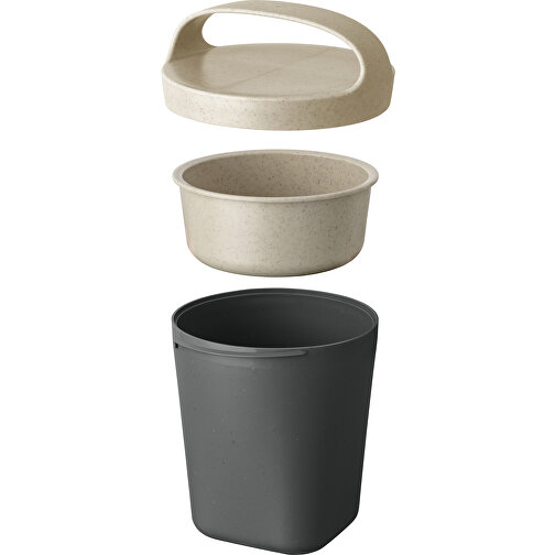 BUDDY 0,5 Snackpot Mit Einsatz Und Deckel 500ml , Koziol, nature ash grey, Organic Bio-Circular, 10,40cm x 14,00cm x 10,40cm (Länge x Höhe x Breite), Bild 1