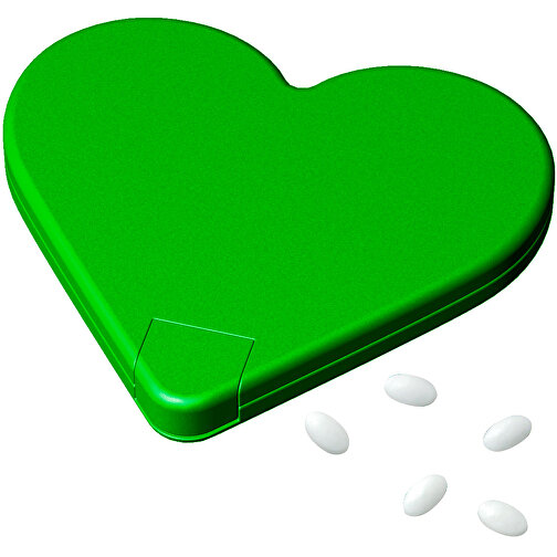 Mint-Spender 'Herz' , standard-grün, Kunststoff, 7,50cm x 0,90cm x 7,50cm (Länge x Höhe x Breite), Bild 1