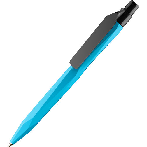 Prodir QS20 PMP-P Clip Flat Druckkugelschreiber , Prodir, cyan schwarz, Kunststoff, 14,10cm x 1,60cm (Länge x Breite), Bild 1