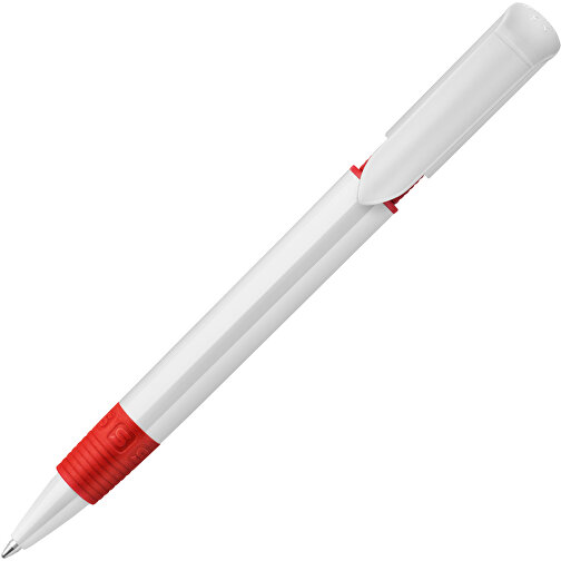 Kugelschreiber S40 Grip Hardcolour , weiß / rot, ABS, 13,90cm (Länge), Bild 1