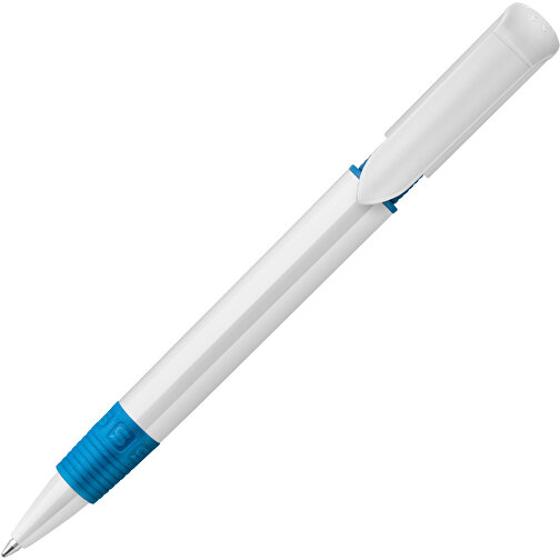 Kugelschreiber S40 Grip Hardcolour , weiß / blau, ABS, 13,90cm (Länge), Bild 1