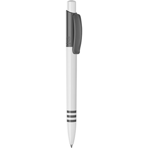 Kugelschreiber Tropic Hardcolour , weiß / grau, ABS, 13,80cm (Höhe), Bild 1