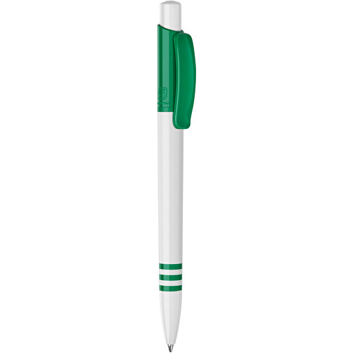 Kugelschreiber Tropic Hardcolour , weiß / dunkelgrün, ABS, 13,80cm (Höhe), Bild 1