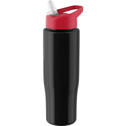 H2O Active® Tempo 700 Ml Sportflasche Mit Ausgussdeckel , schwarz / rot, PET-Kunststoff, PP-Kunststoff, 23,90cm (Höhe), Bild 1