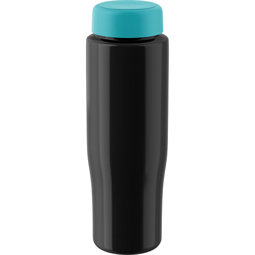 H2O Active® Tempo 700 Ml Sportflasche Mit Drehdeckel , schwarz / aquablau, 30% PP-Kunststoff, 70% PET-Kunststoff, 22,00cm (Höhe), Bild 1