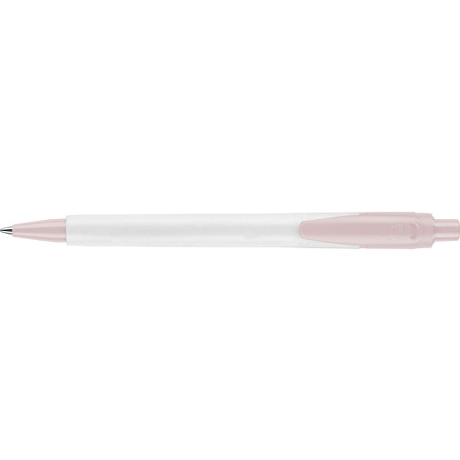 Kugelschreiber Baron 03 Recycled Hardcolour , weiss / pastellrosa, Recycled ABS, 13,40cm (Höhe), Bild 1