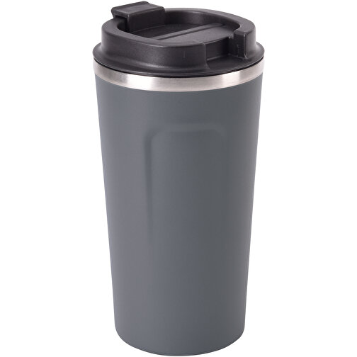 Isolierbecher COFFEE TIME , grau, Edelstahl / Kunststoff / Silikon, 17,00cm (Höhe), Bild 1
