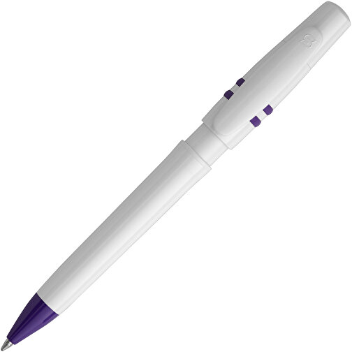 Kugelschreiber Nora Hardcolour , weiß / purple, ABS, 14,00cm (Länge), Bild 1