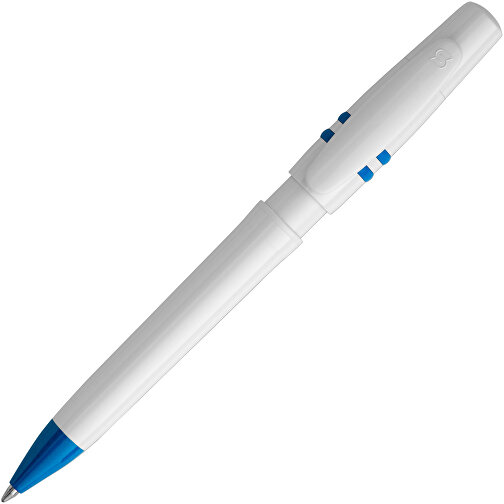 Kugelschreiber Nora Hardcolour , weiss / blau, ABS, 14,00cm (Länge), Bild 1