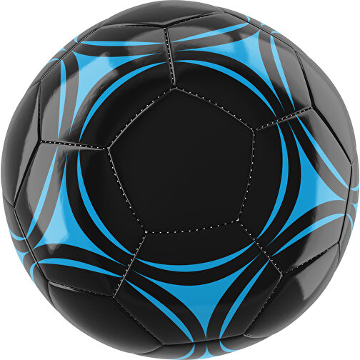 Fußball Gold 32-Panel-Promotionball - Individuell Bedruckt , schwarz / himmelblau, PU/PVC, 3-lagig, , Bild 1