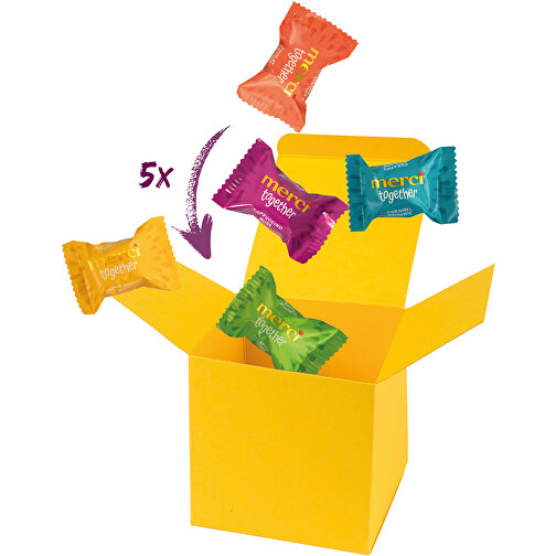 Color Box Merci Together - Gelb , Storck, gelb, Pappe, 5,50cm x 5,50cm x 5,50cm (Länge x Höhe x Breite), Bild 1