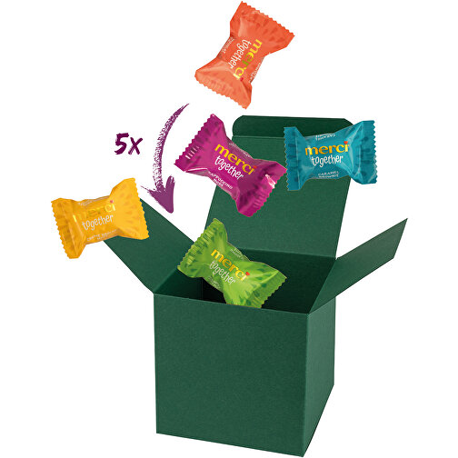 Color Box Merci Together - Dunkelgrün , Storck, dunkelgrün, Pappe, 5,50cm x 5,50cm x 5,50cm (Länge x Höhe x Breite), Bild 1