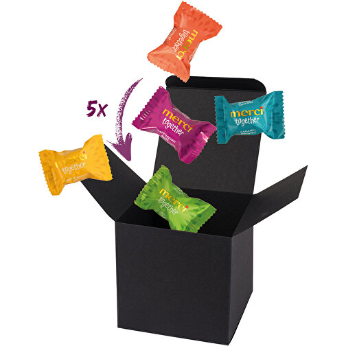 Color Box Merci Together - Schwarz , Storck, schwarz, Pappe, 5,50cm x 5,50cm x 5,50cm (Länge x Höhe x Breite), Bild 1