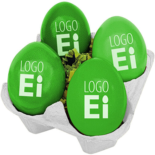 LogoEi 4er-Box - Weiß - Grün , grün, Pappe, 11,00cm x 7,00cm x 11,00cm (Länge x Höhe x Breite), Bild 1