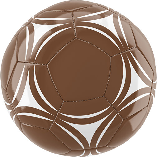 Fußball Gold 32-Panel-Promotionball - Individuell Bedruckt , dunkelbraun / weiß, PU/PVC, 3-lagig, , Bild 1