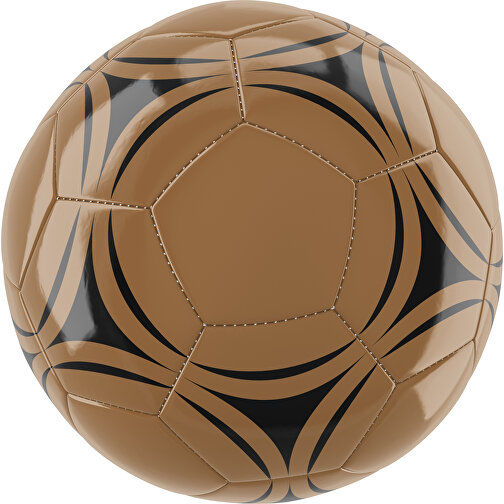 Fußball Gold 32-Panel-Promotionball - Individuell Bedruckt , erdbraun / schwarz, PU/PVC, 3-lagig, , Bild 1