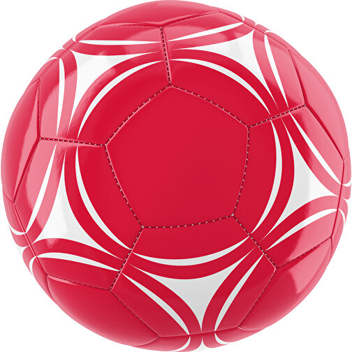 Fußball Gold 32-Panel-Promotionball - Individuell Bedruckt , ampelrot / weiß, PU/PVC, 3-lagig, , Bild 1