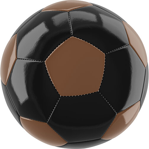 Fußball Gold 32-Panel-Promotionball - Individuell Bedruckt , schwarz / dunkelbraun, PU/PVC, 3-lagig, , Bild 1