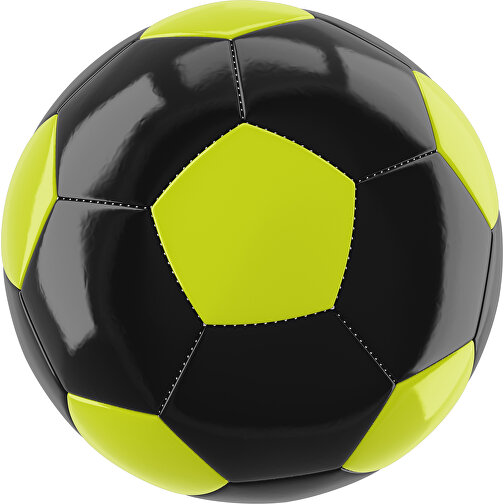 Fußball Gold 32-Panel-Promotionball - Individuell Bedruckt , schwarz / hellgrün, PU/PVC, 3-lagig, , Bild 1