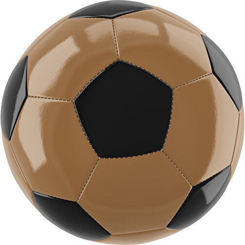 Fußball Gold 32-Panel-Promotionball - Individuell Bedruckt , erdbraun / schwarz, PU/PVC, 3-lagig, , Bild 1