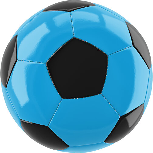 Fußball Gold 32-Panel-Promotionball - Individuell Bedruckt , himmelblau / schwarz, PU/PVC, 3-lagig, , Bild 1