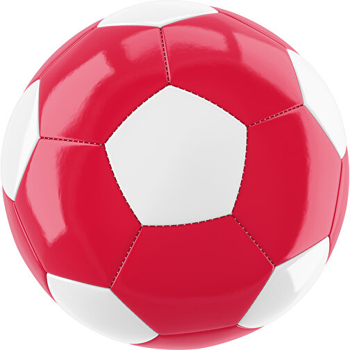 Fußball Gold 32-Panel-Promotionball - Individuell Bedruckt , ampelrot / weiß, PU/PVC, 3-lagig, , Bild 1