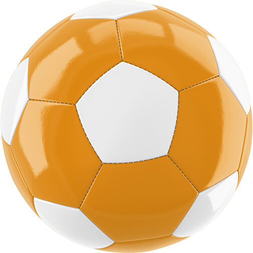 Fußball Gold 32-Panel-Promotionball - Individuell Bedruckt , kürbisorange / weiß, PU/PVC, 3-lagig, , Bild 1