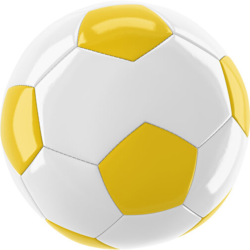 Fußball Gold 30-Panel-Promotionball - Individuell Bedruckt , weiß / sonnengelb, PU/PVC, 3-lagig, , Bild 1