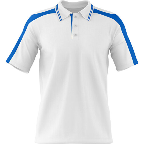 Poloshirt Individuell Gestaltbar , weiß / kobaltblau, 200gsm Poly / Cotton Pique, 3XL, 81,00cm x 66,00cm (Höhe x Breite), Bild 1