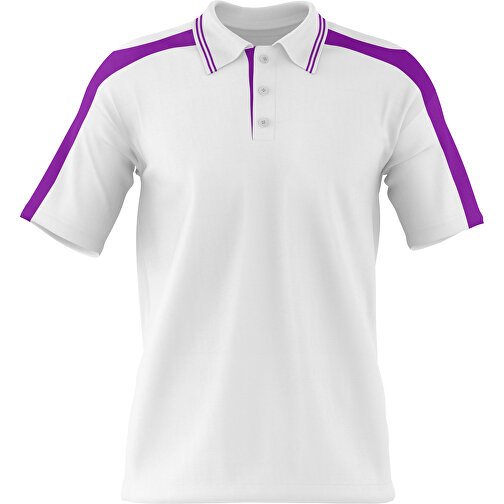 Poloshirt Individuell Gestaltbar , weiss / dunkelmagenta, 200gsm Poly / Cotton Pique, 3XL, 81,00cm x 66,00cm (Höhe x Breite), Bild 1