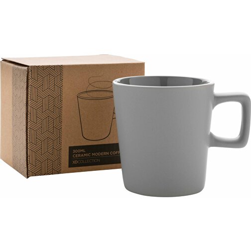 Moderne Keramik Kaffeetasse, Grau , grau, Keramik, 8,40cm x 8,90cm (Länge x Höhe), Bild 1