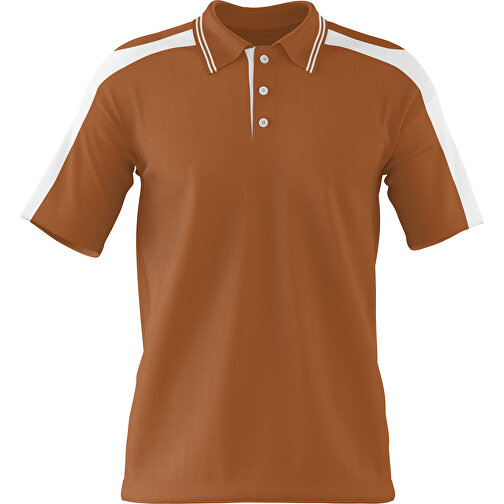 Poloshirt Individuell Gestaltbar , braun / weiß, 200gsm Poly / Cotton Pique, XS, 60,00cm x 40,00cm (Höhe x Breite), Bild 1